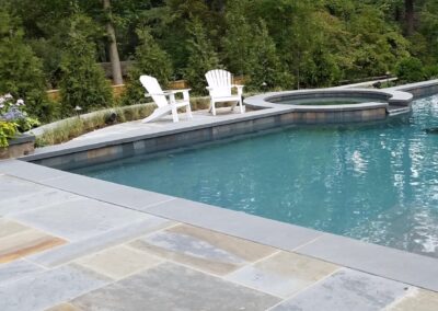 Raised spa and rectangle pool