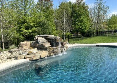 Free form pool, waterfall