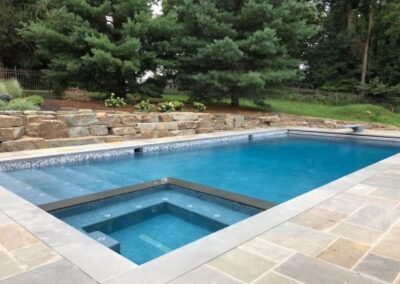 Spa, boulder wall, swimming pool, rectangle