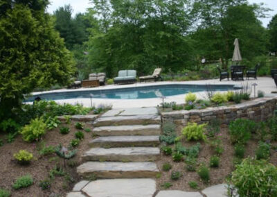 Stone steps and wall